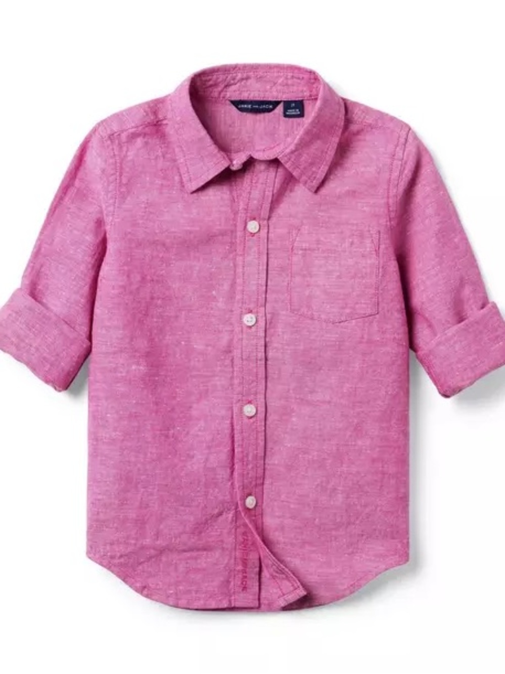 NWT Janie and Jack Valentine Heart Boys Size 8 Pink Linen Cotton Shirt